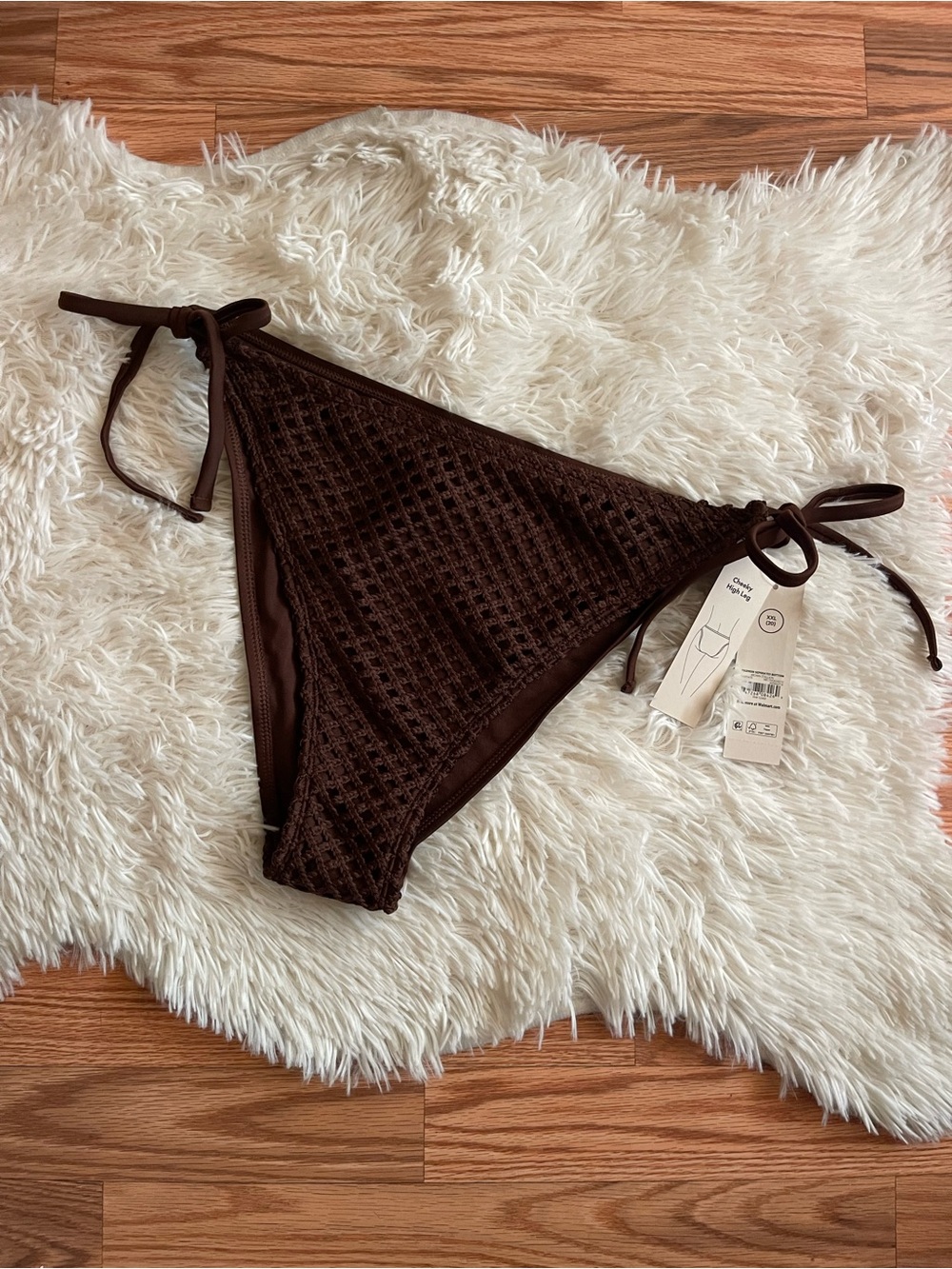 Brown Crochet Side Tie Bikini Bottom NWT XXL